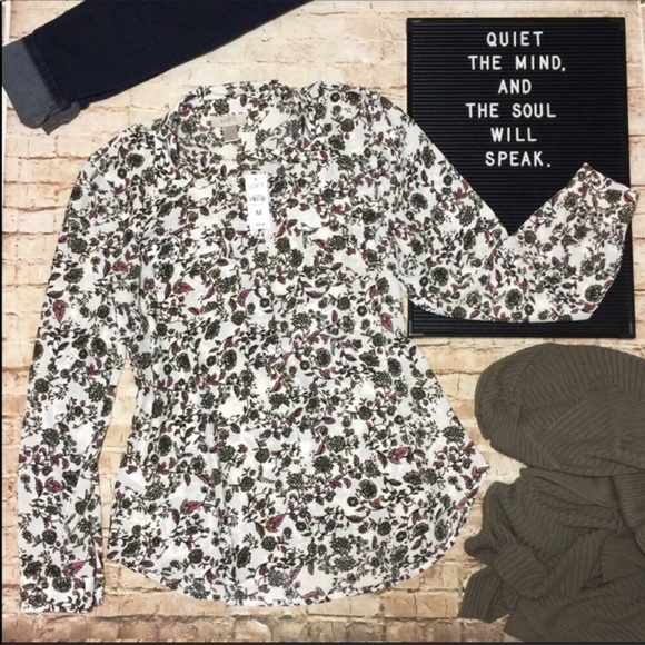 NWT LOFT Portofino Style Floral Blouse - Picture 5 of 8